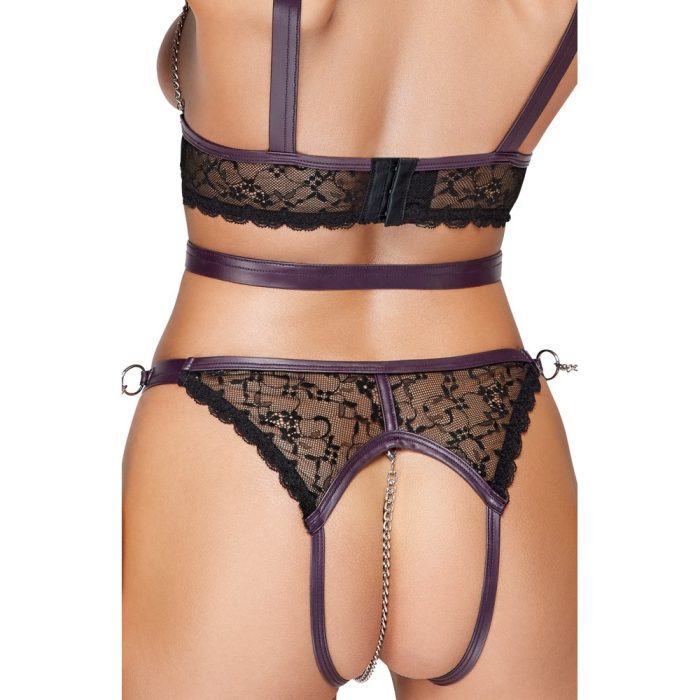 Cottelli Lace and Chain Bondage Crotchless Set - Image 2