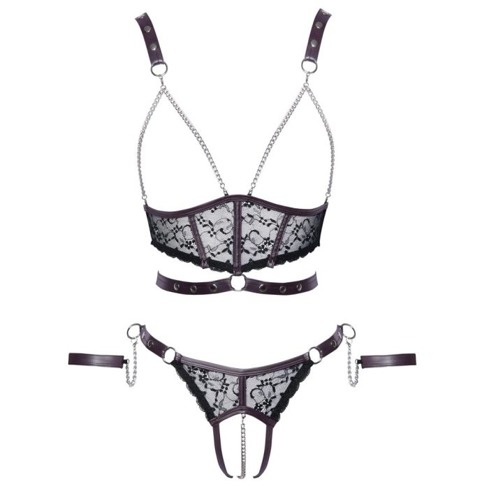 Cottelli Lace and Chain Bondage Crotchless Set - Image 3