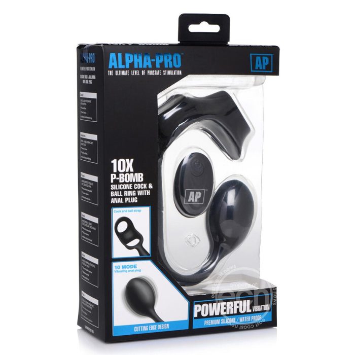 Alpha Pro 10X P Bomb Cock and Ball Ring With Anal Plug - Image 2